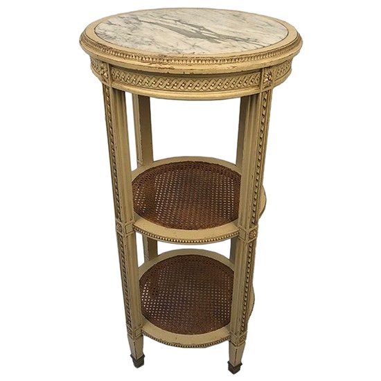 Sellette de style Louis XVI en bois laqué crème