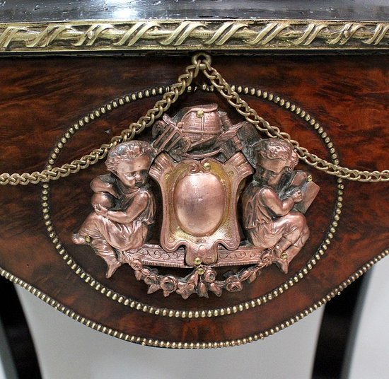 Planter in Thuja burl veneer and blackened wood, Napoleon III period - 19th century