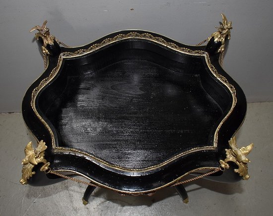 Planter in Thuja burl veneer and blackened wood, Napoleon III period - 19th century