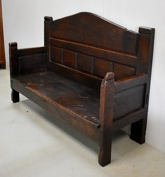 Large Oak Bench with high backrest - 17th century