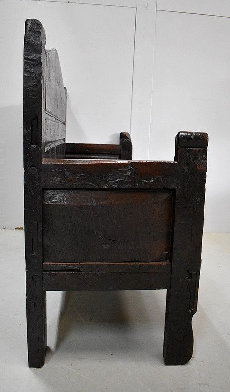 Large Oak Bench with high backrest - 17th century