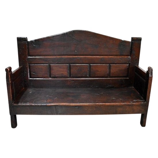Large Oak Bench with high backrest - 17th century