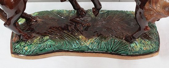 Pferdepaar in Barbotine, signiert R. Prunet - 1900 / 1920