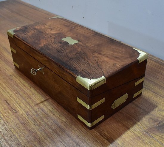 Large Rosewood Travel Writing Case - Late 19th century