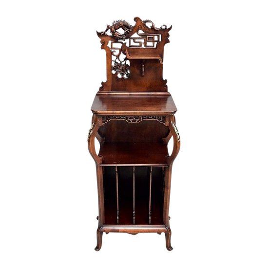 Music cabinet in stained Beech, Asian spirit, attributed to G. Viardot. Viardot - 1900