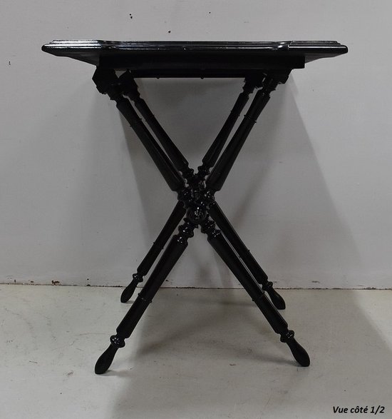 Small inlaid folding table, Napoleon III period - 19th century