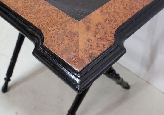 Small inlaid folding table, Napoleon III period - 19th century