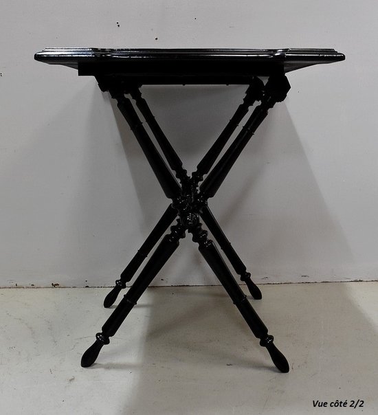 Small inlaid folding table, Napoleon III period - 19th century