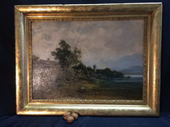 Gemälde auf Holz, l'ile aux femmes, signiert Sckell