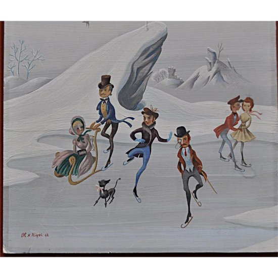 Gouache Sur Carton Signée Datée
