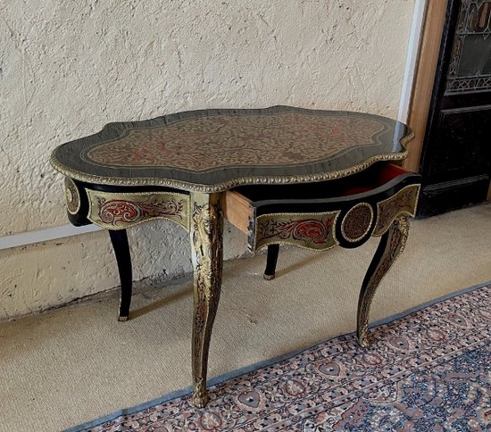 Table En Marqueterie Boulle De Contre-partie. Napoléon III, XIXe Siècle