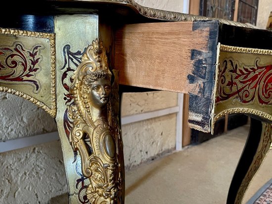 Table En Marqueterie Boulle De Contre-partie. Napoléon III, XIXe Siècle
