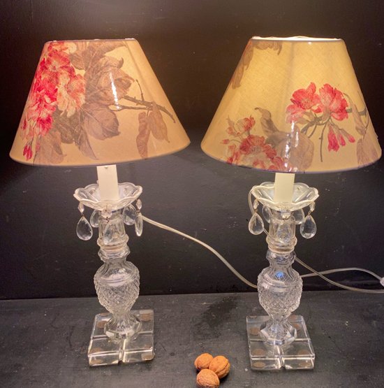 coppia di lampade in cristallo