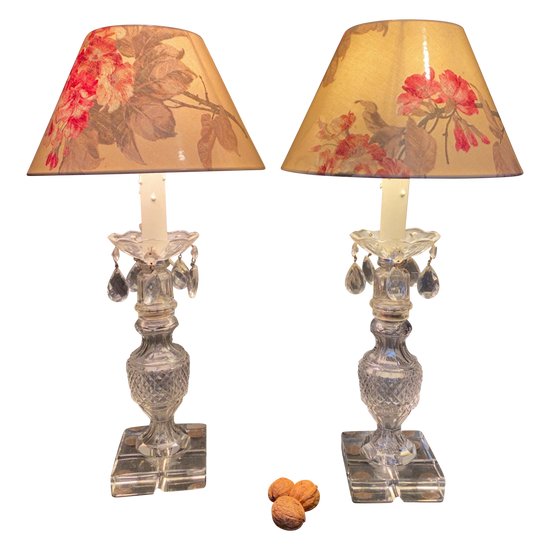 pair of crystal lamps