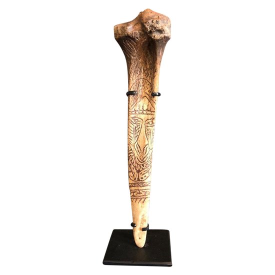 Engraved Bone From Oceania, Late 19th Century