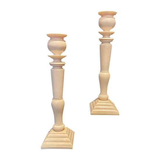 Pair Of Ivory Candlesticks, 19th Century