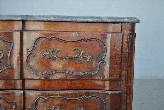 Comò Sauteuse Balestra In Noce Diciottesimo Piano In Marmo