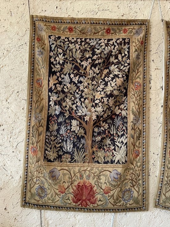 Pair Of Aubusson Greenery Style Tapestries, 20th Century