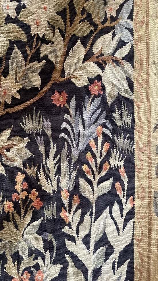Pair Of Aubusson Greenery Style Tapestries, 20th Century