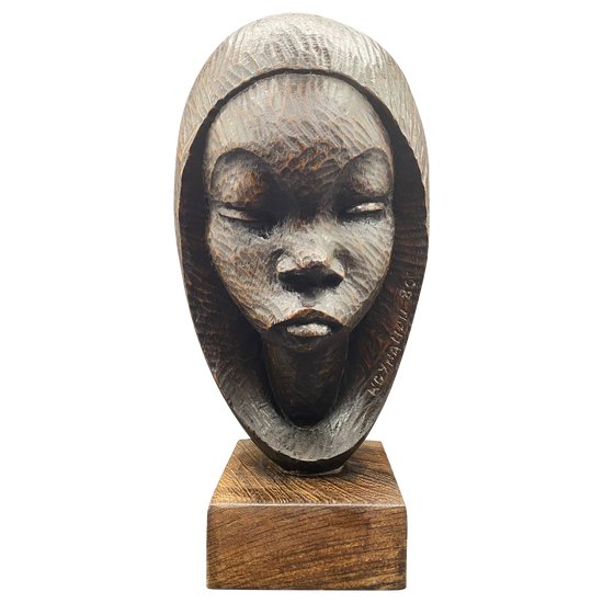 CARVED WOODEN BUST 1980