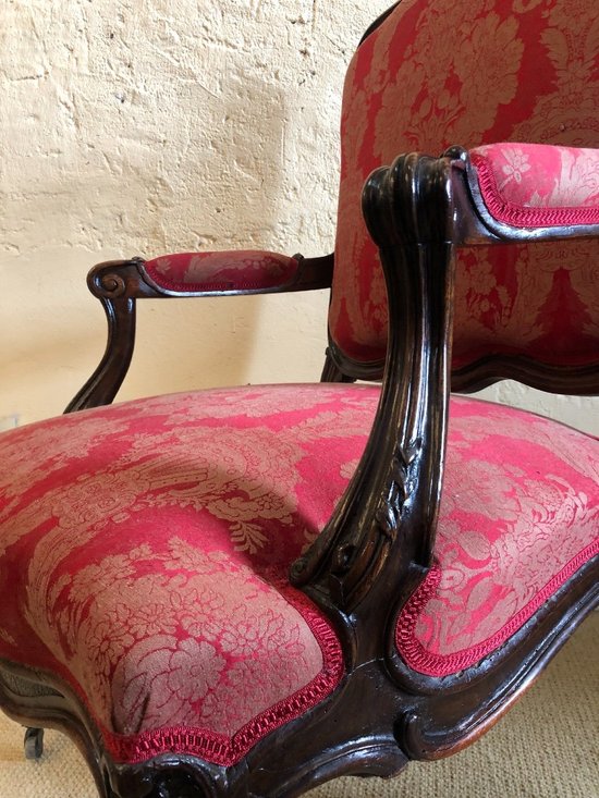 False Pair Of Louis XV Style Armchairs, 19th Century