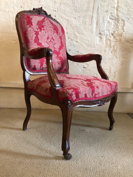 False Pair Of Louis XV Style Armchairs, 19th Century
