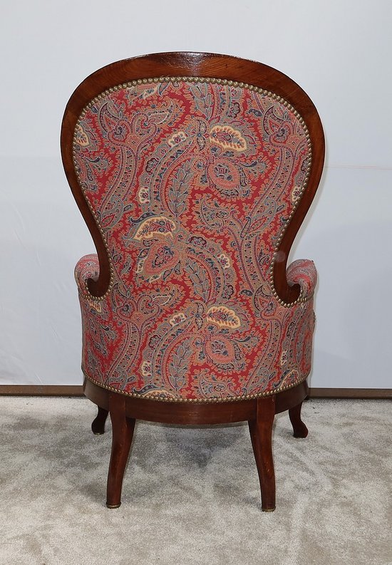 Piccola Bergère in mogano in stile Luigi XV, periodo Napoleone III - Metà del XIX secolo