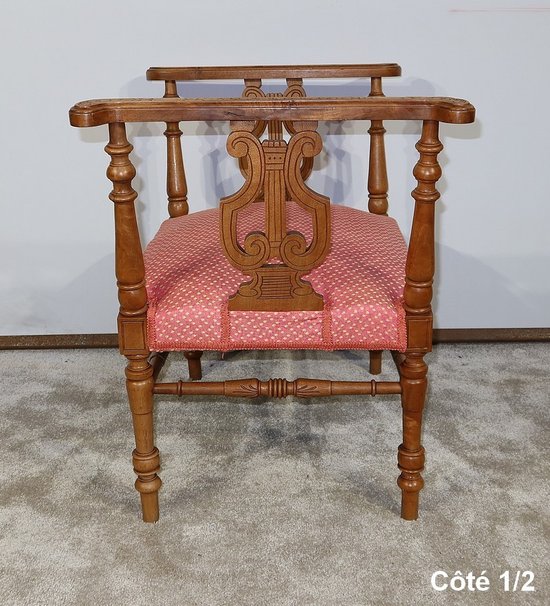 Petite Banquette à Accotoirs en Noyer massif – Fin XIXe