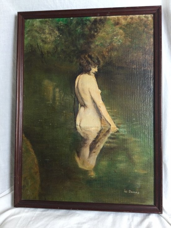 Nu au bain signé L. DUMAS