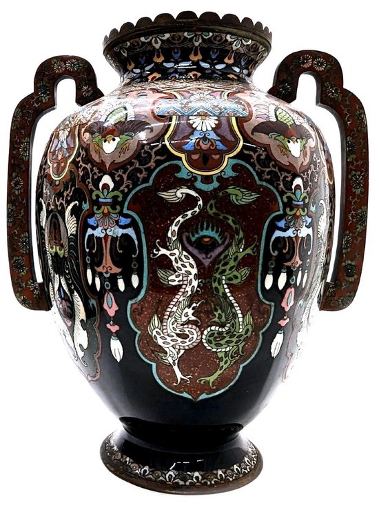 Vases En Cloisonné Aux Myosotis .
