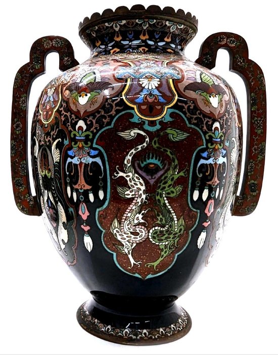 Vases En Cloisonné Aux Myosotis .