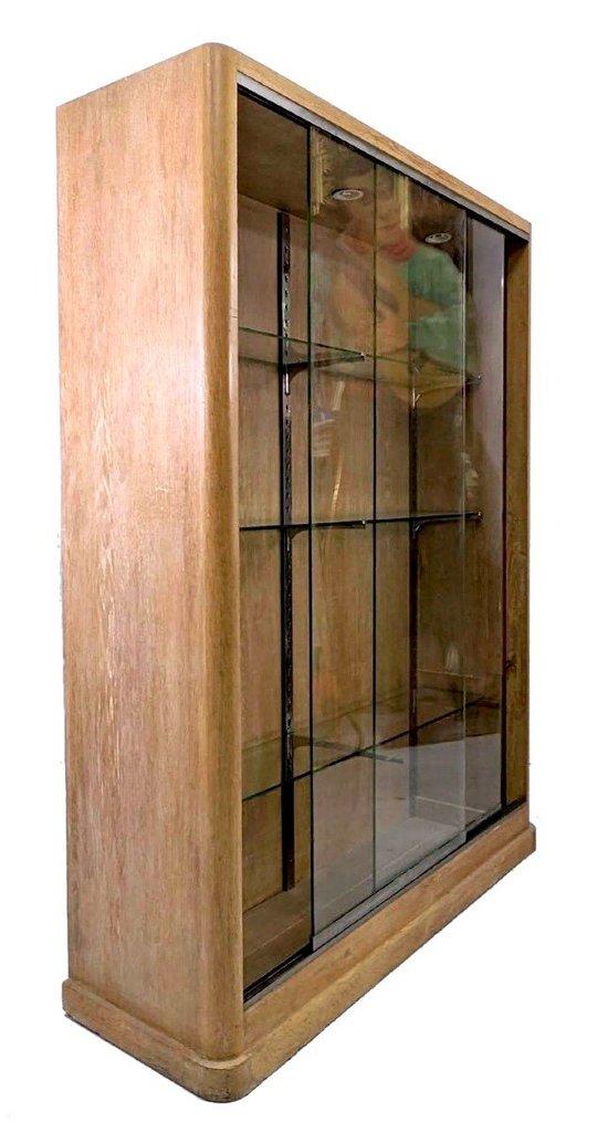 Store Showcase With Sliding Door In Oak 1930s