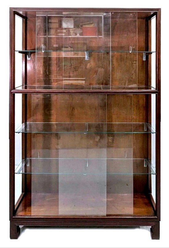 Asian Store Showcase With Sliding Door In Exotic Wood 1930s
