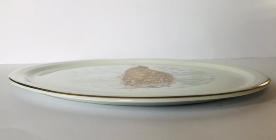 Piatto tondo L.Bernardaud et Cie Limoges "uccelli d'oro" Pavone domestico