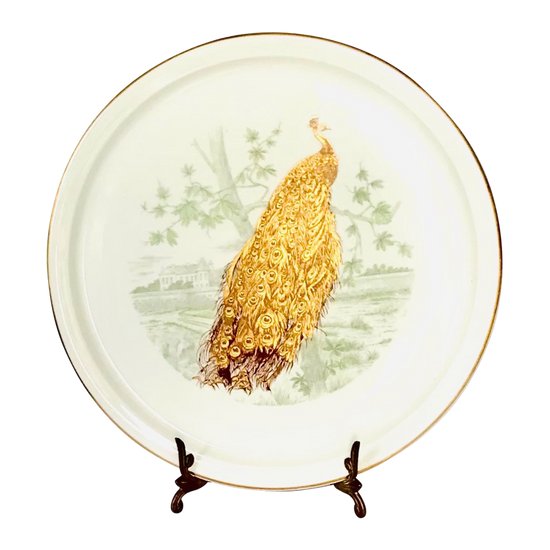 Plat rond L.Bernardaud et Cie Limoges « les oiseaux d’ or «  Paon Domestique 