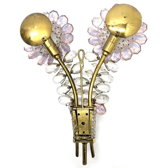 Series Of 3 Colored Crystal Sconces By Palwa