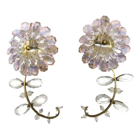 Series Of 3 Colored Crystal Sconces By Palwa