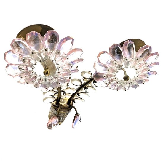 Series Of 3 Colored Crystal Sconces By Palwa