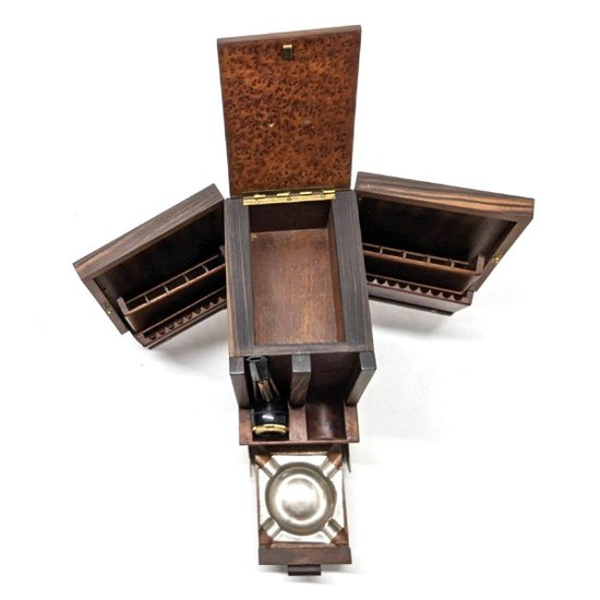 Portapipa da cantina per sigari Slitta Ski Loupe Thuya 1930 Art Déco