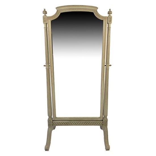 Grande specchio psiche in stile Luigi XVI in legno laccato grigio, circa 1900