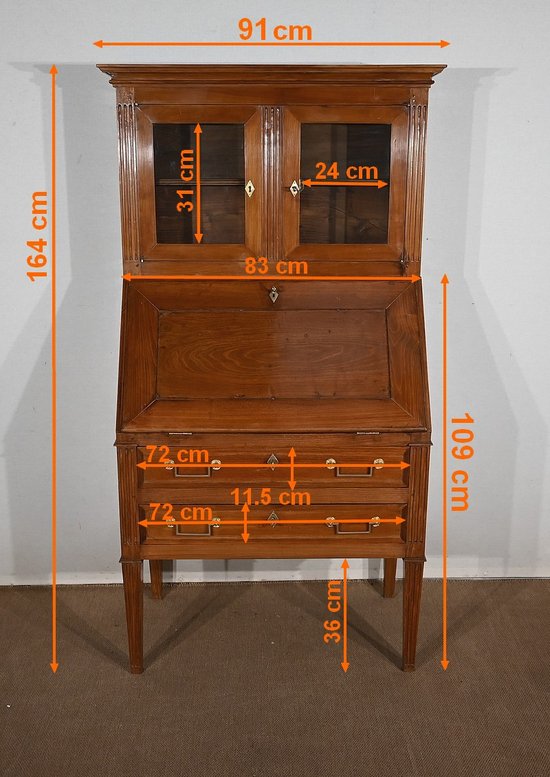 Bureau de Pente Vitrine in solid Acacia, Louis XVI style – 1st part of the 19th century