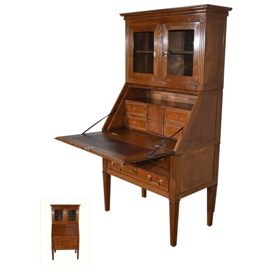 Bureau de Pente Vitrine in Acacia massiccia, stile Luigi XVI – 1° metà del XIX secolo