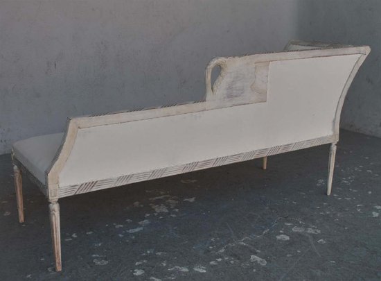 Empire Style Recamier In Lacquered Wood Swan Neck