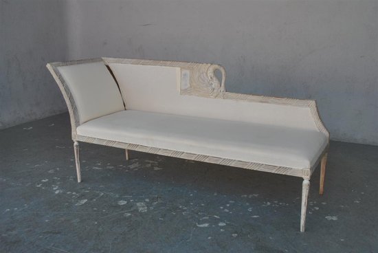 Empire Style Recamier In Lacquered Wood Swan Neck