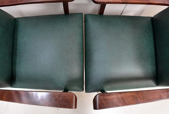 Pair of Bridge Armchairs, in Beech your Mahogany - 1940s