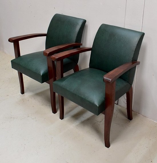 Pair of Bridge Armchairs, in Beech your Mahogany - 1940s