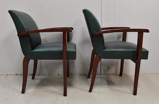 Pair of Bridge Armchairs, in Beech your Mahogany - 1940s