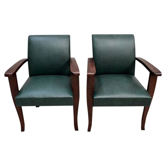 Pair of Bridge Armchairs, in Beech your Mahogany - 1940s