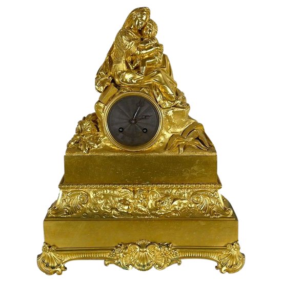 Pendule en Bronze Doré « La Vierge à la Chaise » - 1ère partie XIXe