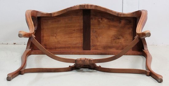 Console en Noyer Blond massif, de style Louis XV, époque Napoléon III - Milieu XIXe